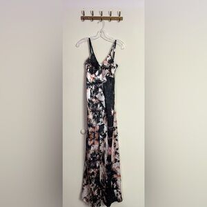Ted Baker London 100% Silk Ruffle Spaghetti Strap Maxi Dress Gown Black 0